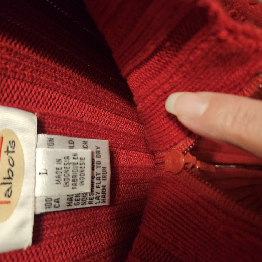 Red Ribbed Zip-Up Sweater - Picture 2 of 3